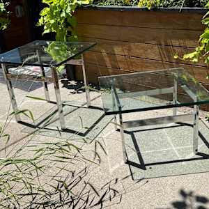 Glass and chrome tall side table, Image 3.