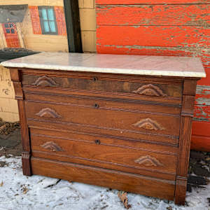 marble top walnut dresser 