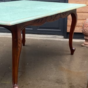 Antique French walnut dining table with painted top 