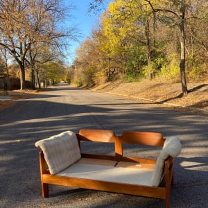 Danish teak love seat 