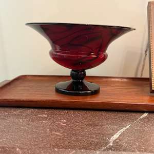 Large Czechoslovakian art glass compote, Image 1.