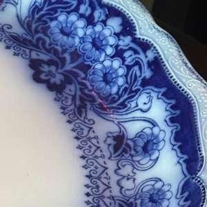 16" oval blue and white transfer ware platter, Image 2.