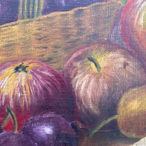 Primitive original painting on canvas of plums 