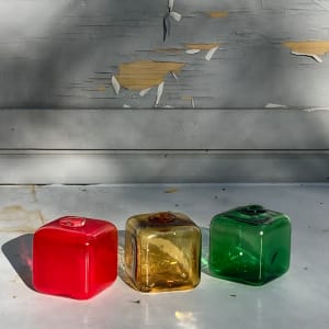 Red Yellow Green Glass cubes 