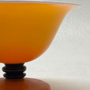 Czech yellow compote art glass bowl 