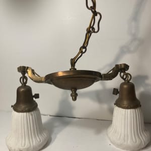 Vintage hallway or entry light fixture with milk glass shades 