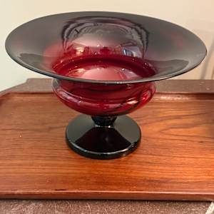 Large Czechoslovakian art glass compote, Image 2.