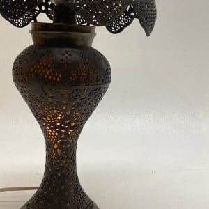 Original period Turkish pierced metal table lamp 