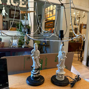 Pair of blanc de chine chinoiseri lamps 