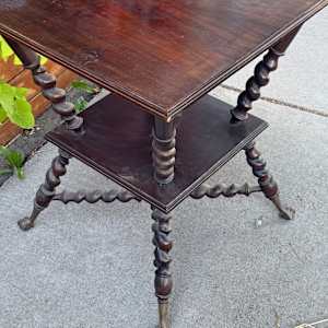Victorian barley twist two tiered table, Image 2.