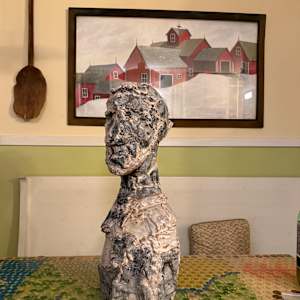Brutalist sculptural ceramic bust, Image 3.