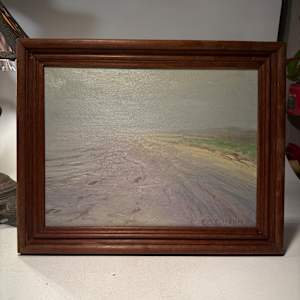 framed Carl G. T. Olson  original painting on board foggy landscape #103 