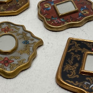 set of 4 Peruvian decorated miniature hand mirrors 