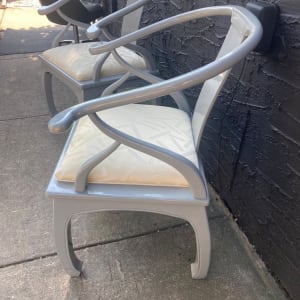 Berhardt Flair Division grey lacquered Chinese chairs 
