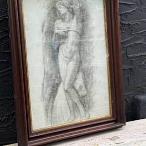 Framed original male nude figure 