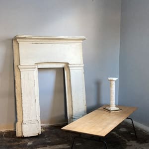 100 year old narrow white painted mantle 