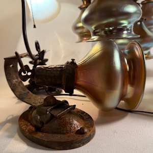 Arts n Crafts sconces with hand blown shade 