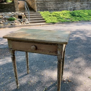 Simple primitive painted table with single drawer 