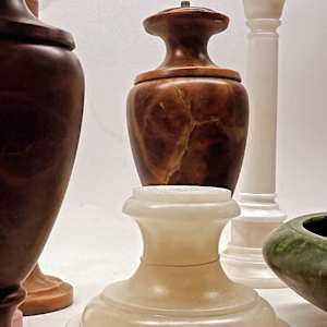 14.5" tall white marble pillar lamp base 