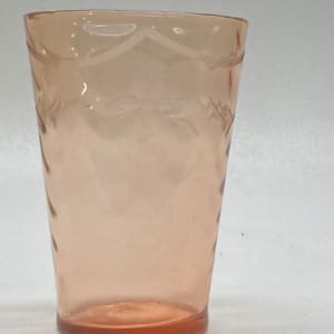 Depression era pink tall flower vase 