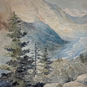 signed L. A. Davison mountain watercolor dated 1929 