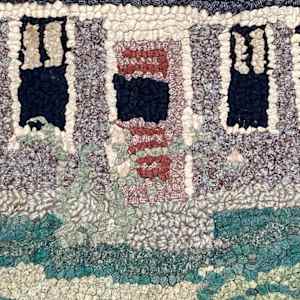 Hand hooked cottage scene rug