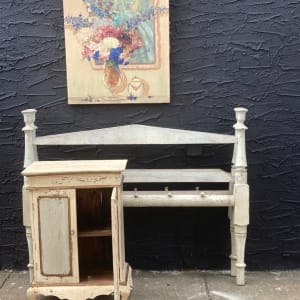 19th century painted white rope bed 