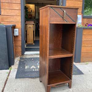 Narrow Art Deco bookcase with drawer 