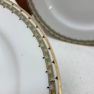 Limoges Greek Key set of 8 luncheon plates 