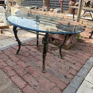 beveled oval coffee /  side table, Image 3.