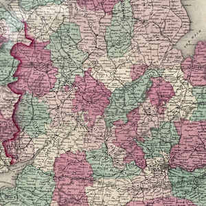 SHRINKWRAPPED early 1863 map of England and Wales 