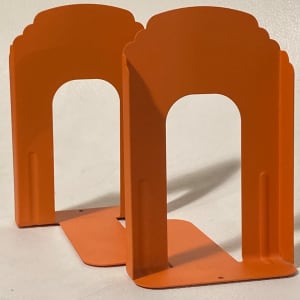 Post modern metal power coated ORANGE bookends 