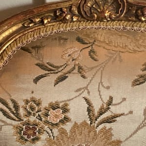 Gold guilt French carved chair with as is silk covering 