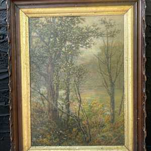 Peter Roos original painting on canvas of trees 