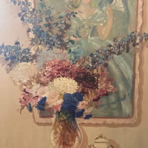 vintage original unframed still life painting on canvas