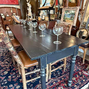 Painted 8' primitive farm house harvest table, Image 2.