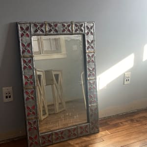 Framed metal clad Mexican mirror 