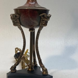 Traditional brass rams head table lamp 