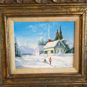 original painting of home in the winter 