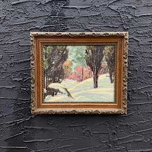 Carl G. T. Olson original painting on canvas winter scene #155 