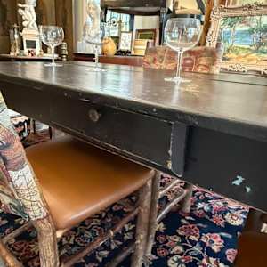 Painted 8' primitive farm house harvest table, Image 3.