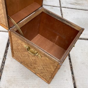 Pair of Woven boxes with brass handles 