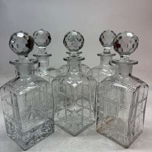 grid cut clear glass decanter 