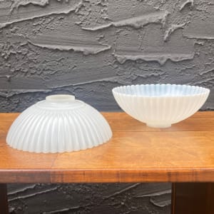 Pair of clamsbroth art glass shades 