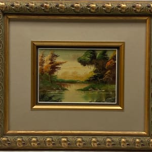 Vintage framed painting on board 