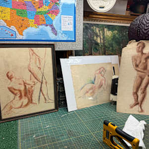 framed figural nude figural couple 