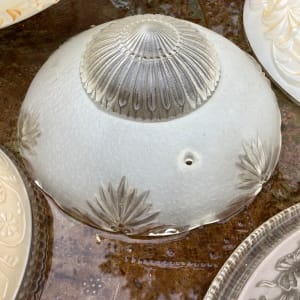 1940's ceiling fixture ~  frosted white pattern 