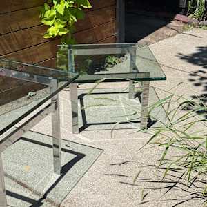 Glass and chrome tall side table, Image 1.