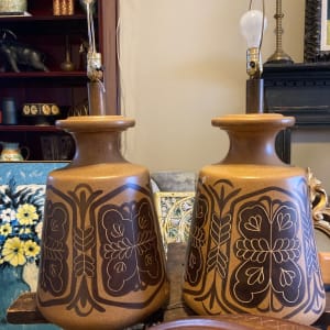 Pair of mid century modern pottery lamps 