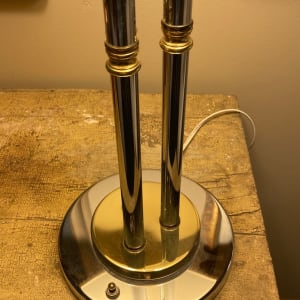 Post modern chrome and brass table lamp 